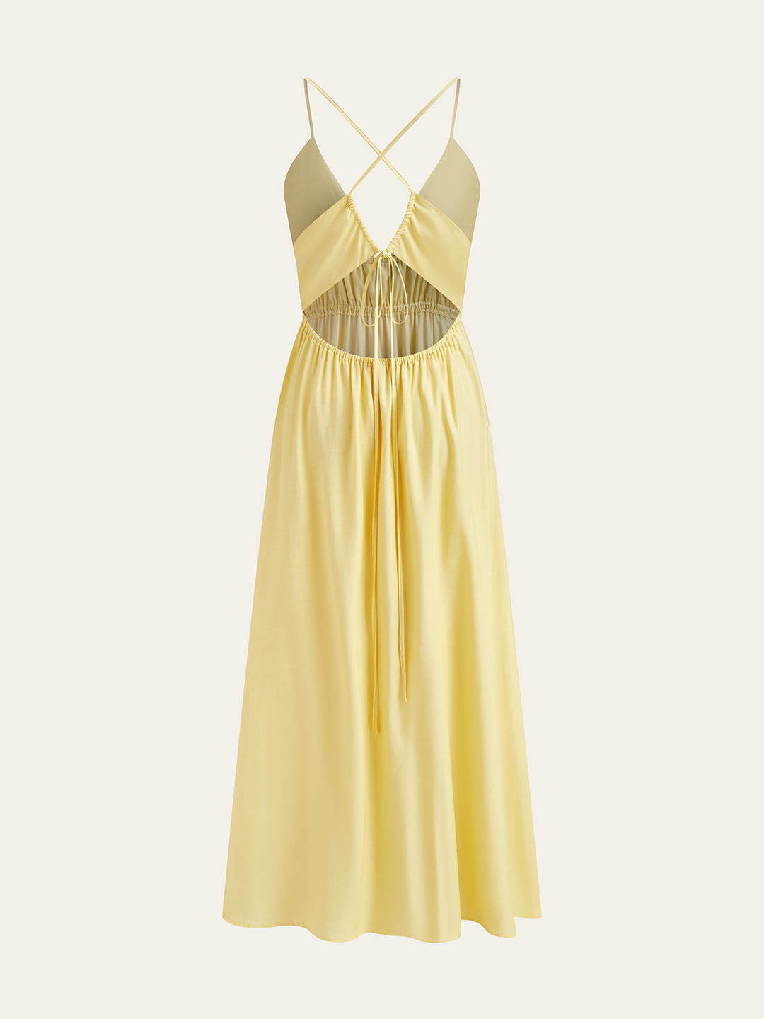 Spaghettiträger Maxikleid mit geraffter Taille und kreuzundquer-Rücken