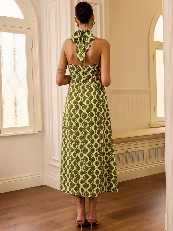 Halter Neck Bedrucktes Midikleid