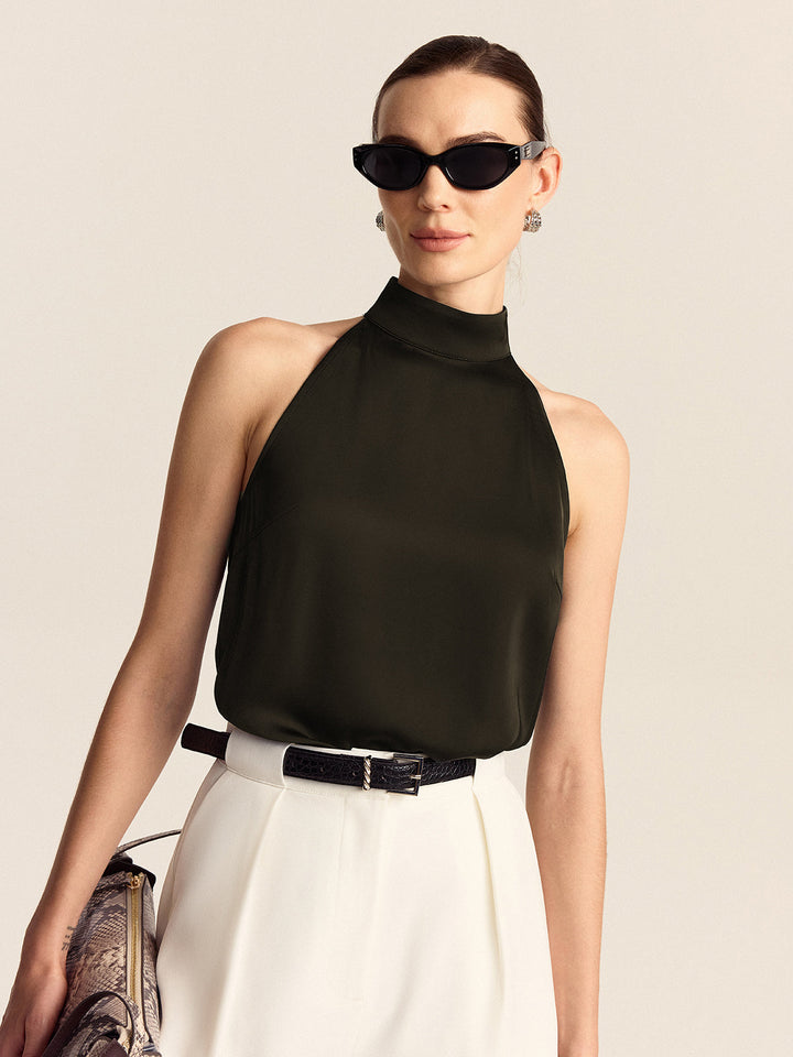 Satin-Top mit Neckholder