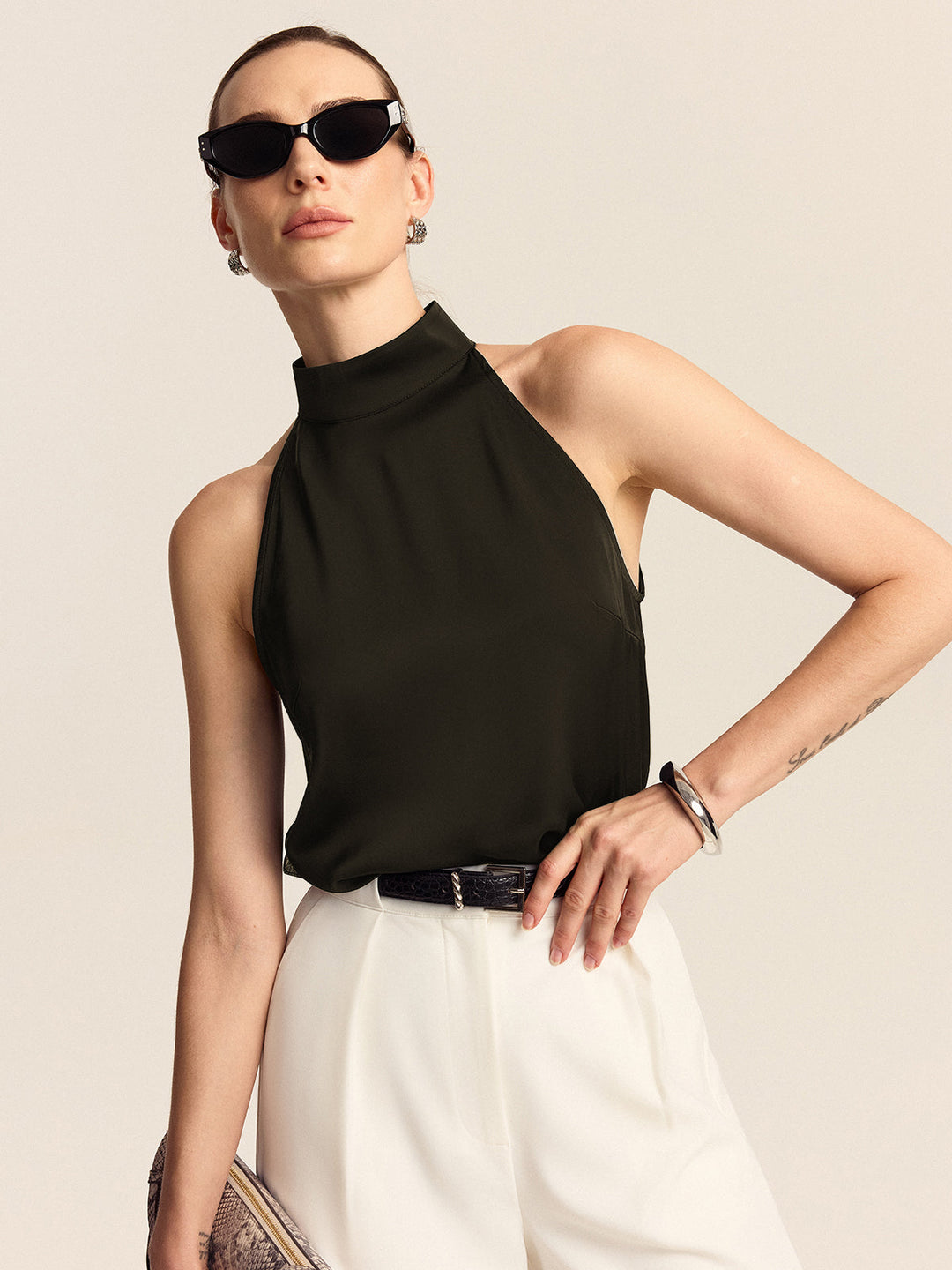Satin-Top mit Neckholder