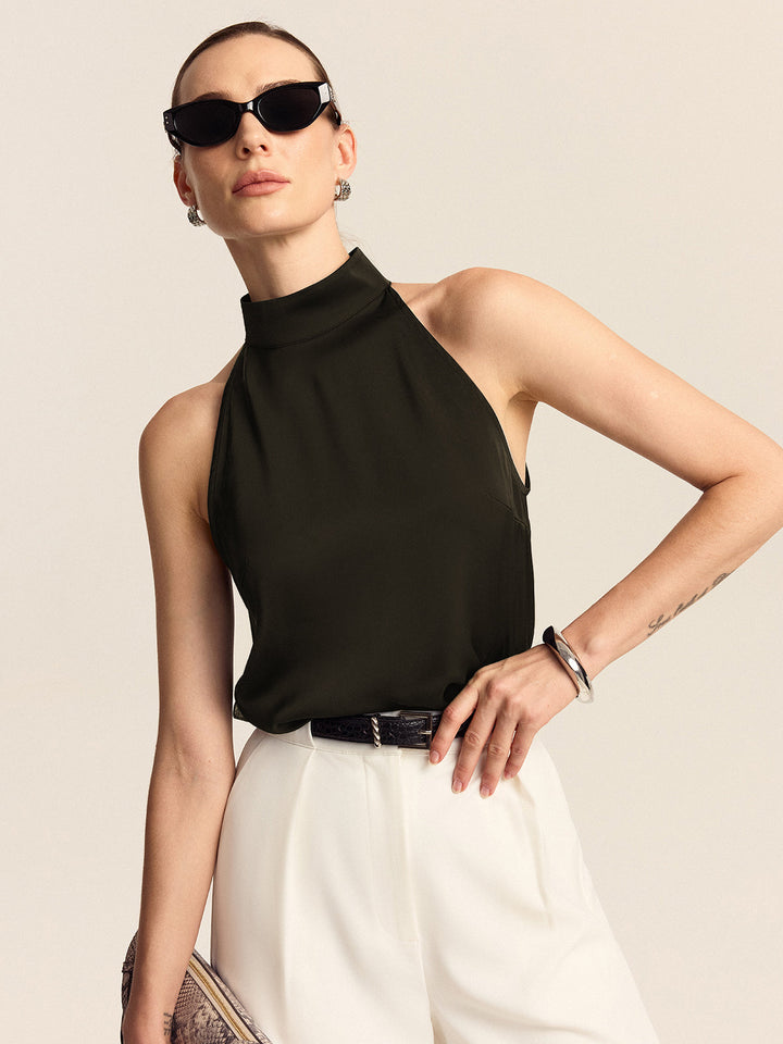 Satin-Top mit Neckholder