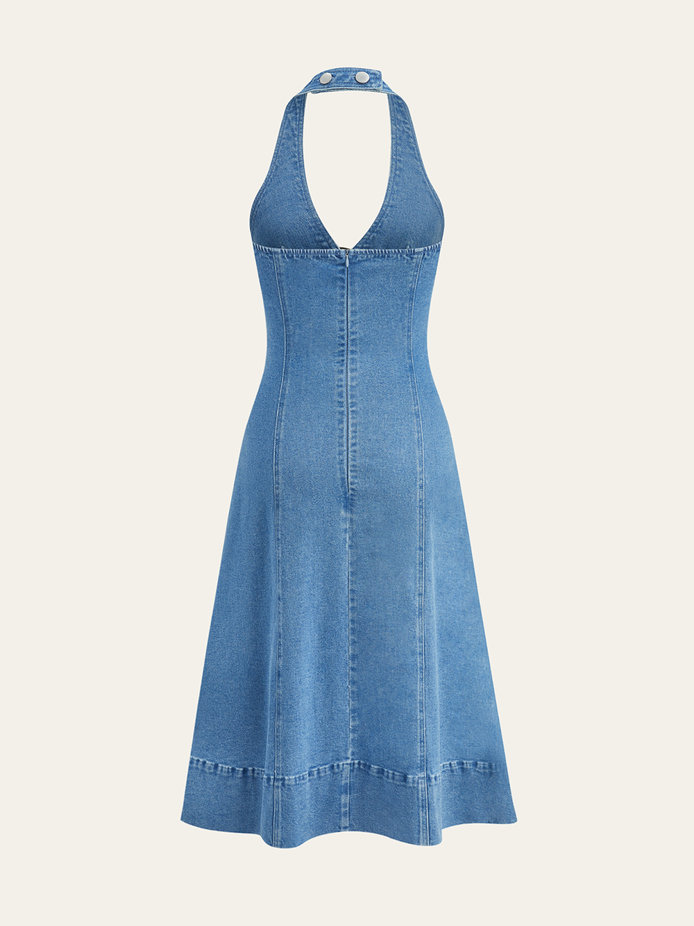 Halter Neck Cut-Out Denim Kleid