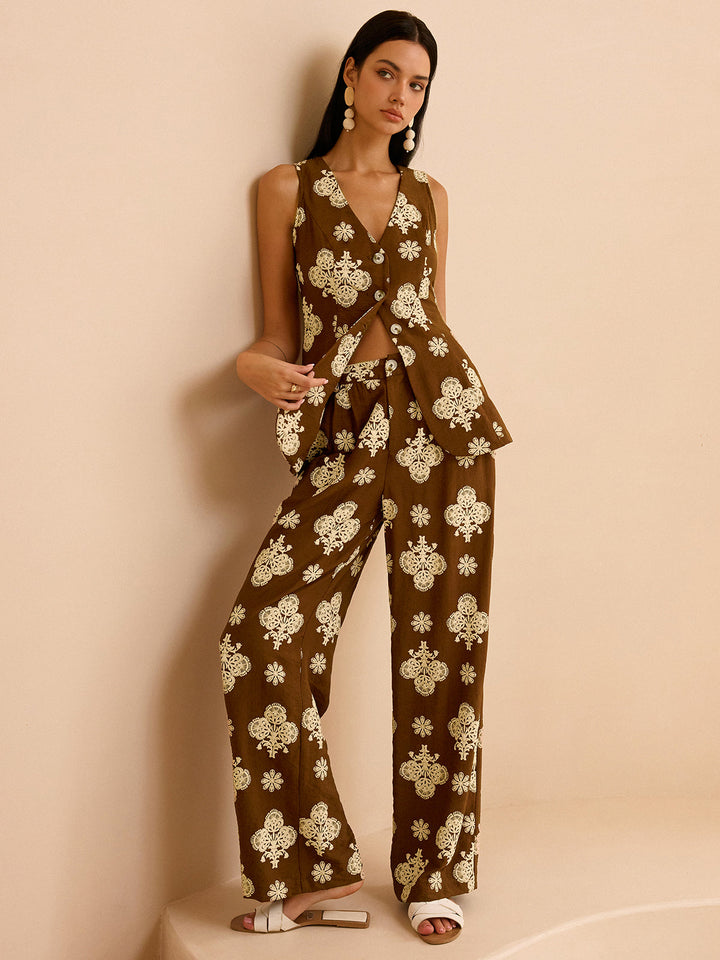 Blumenmuster Palazzo-Hose Set