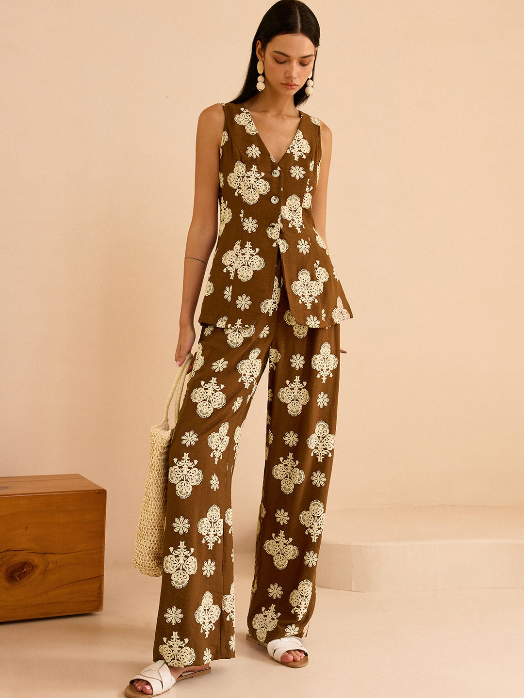 Blumenmuster Palazzo-Hose Set