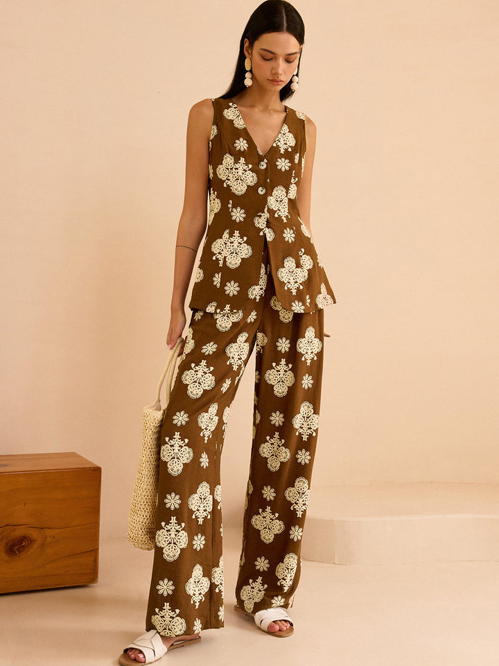 Blumenmuster Palazzo-Hose Set