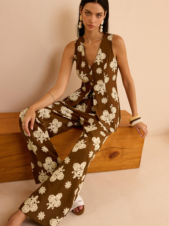 Blumenmuster Palazzo-Hose Set