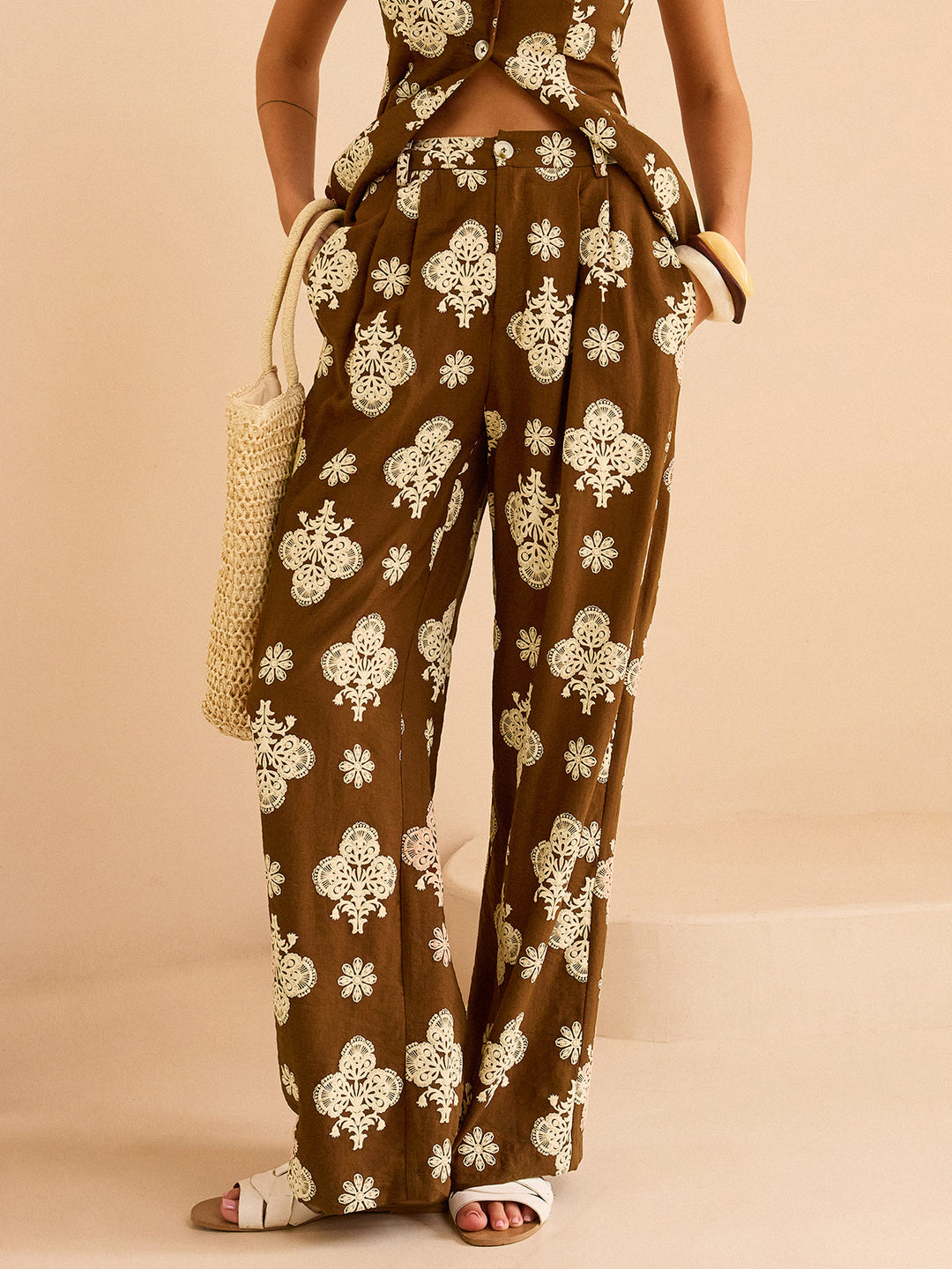 Blumenmuster Palazzo-Hose Set