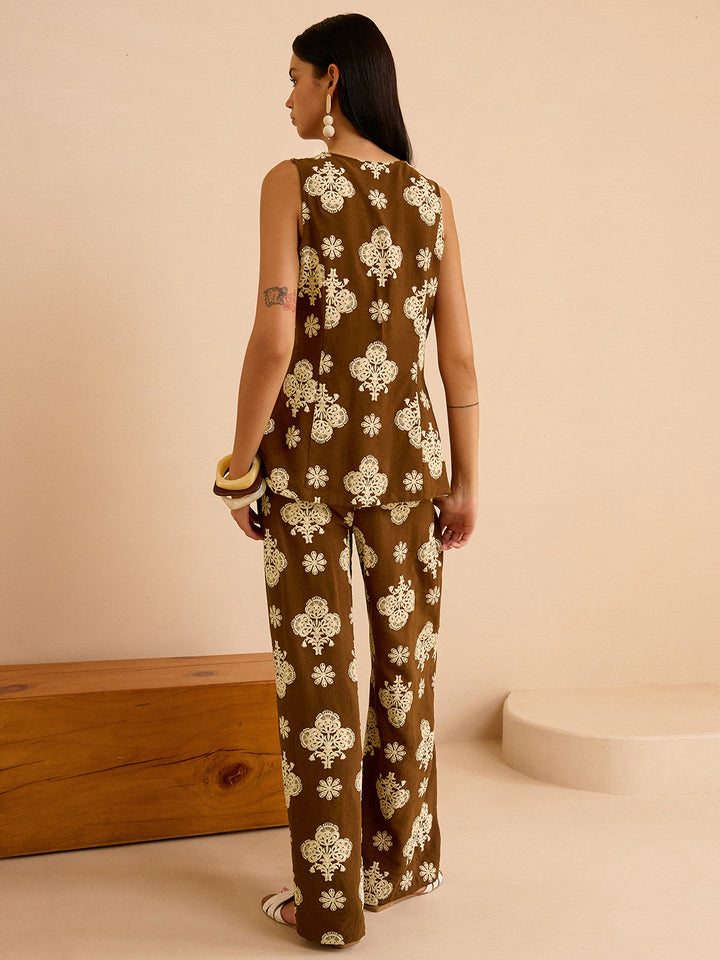 Blumenmuster Palazzo-Hose Set