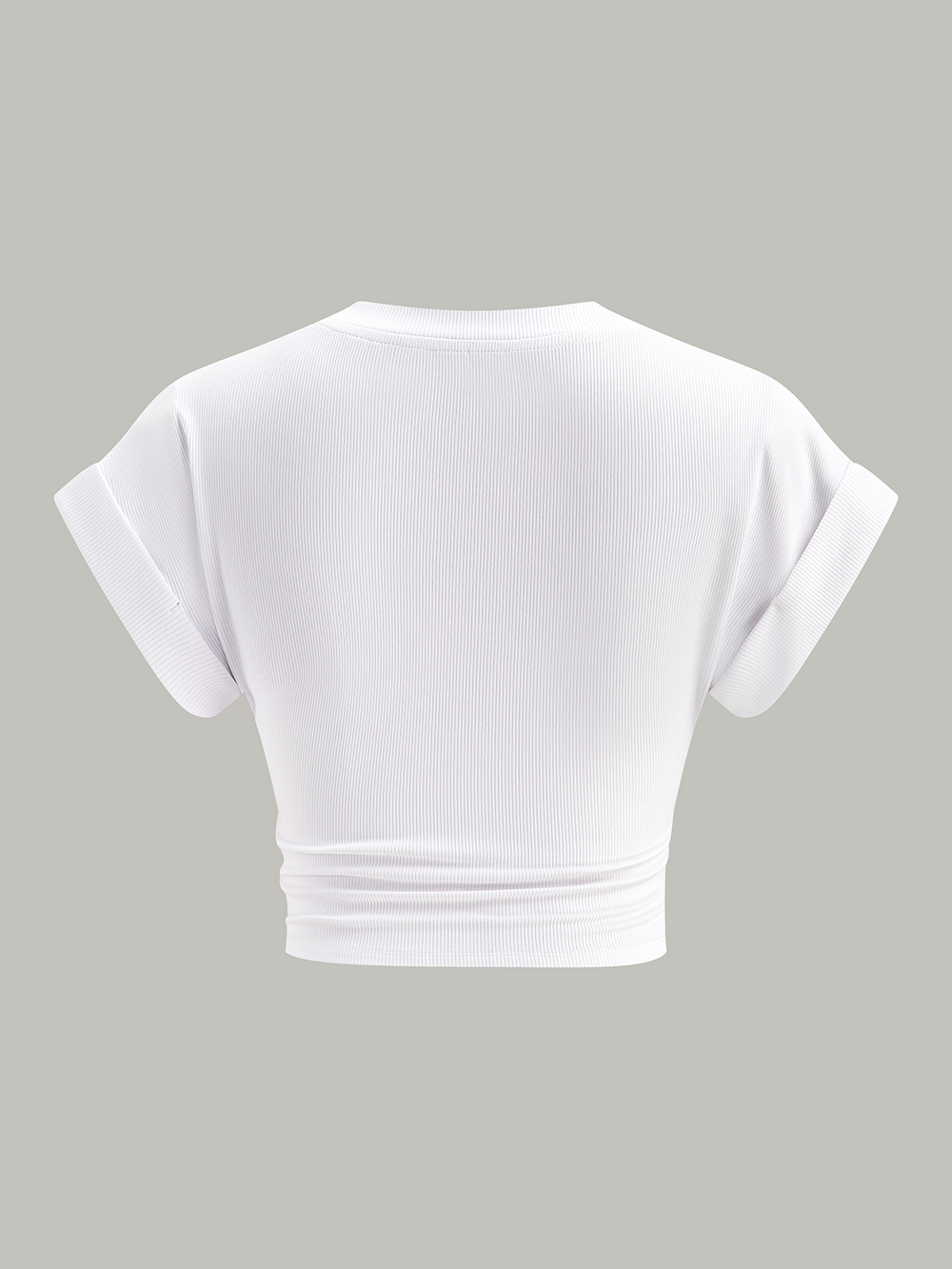 Geripptes V-Ausschnitt-Knoten-Crop-Top