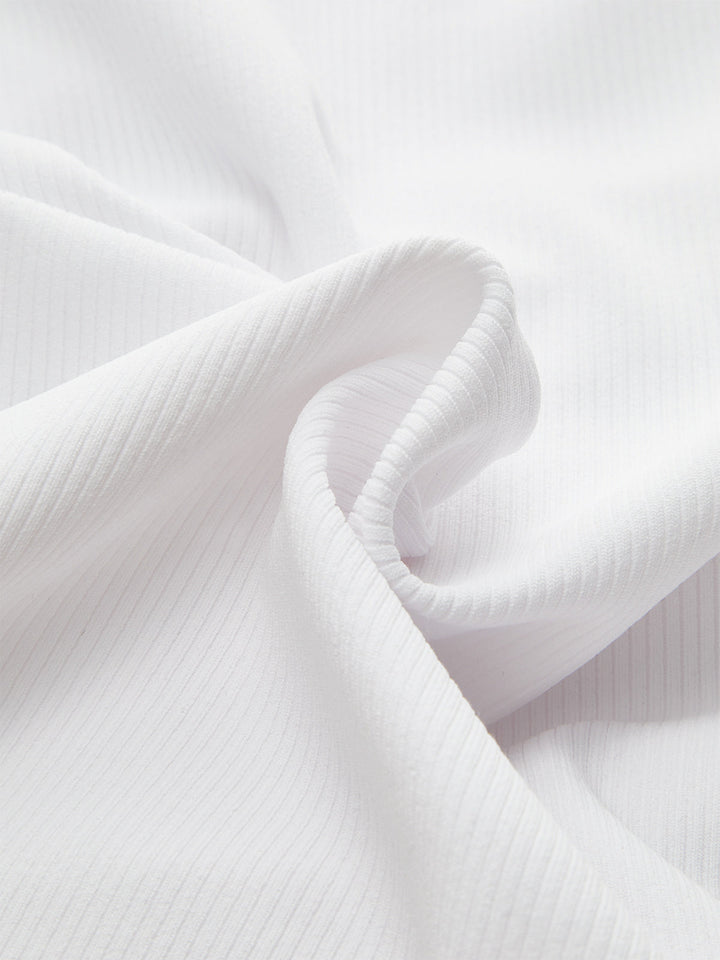 Geripptes V-Ausschnitt-Knoten-Crop-Top