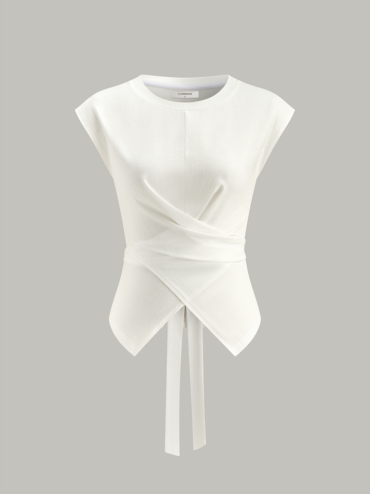 Wrap-Front Tie-Back Top