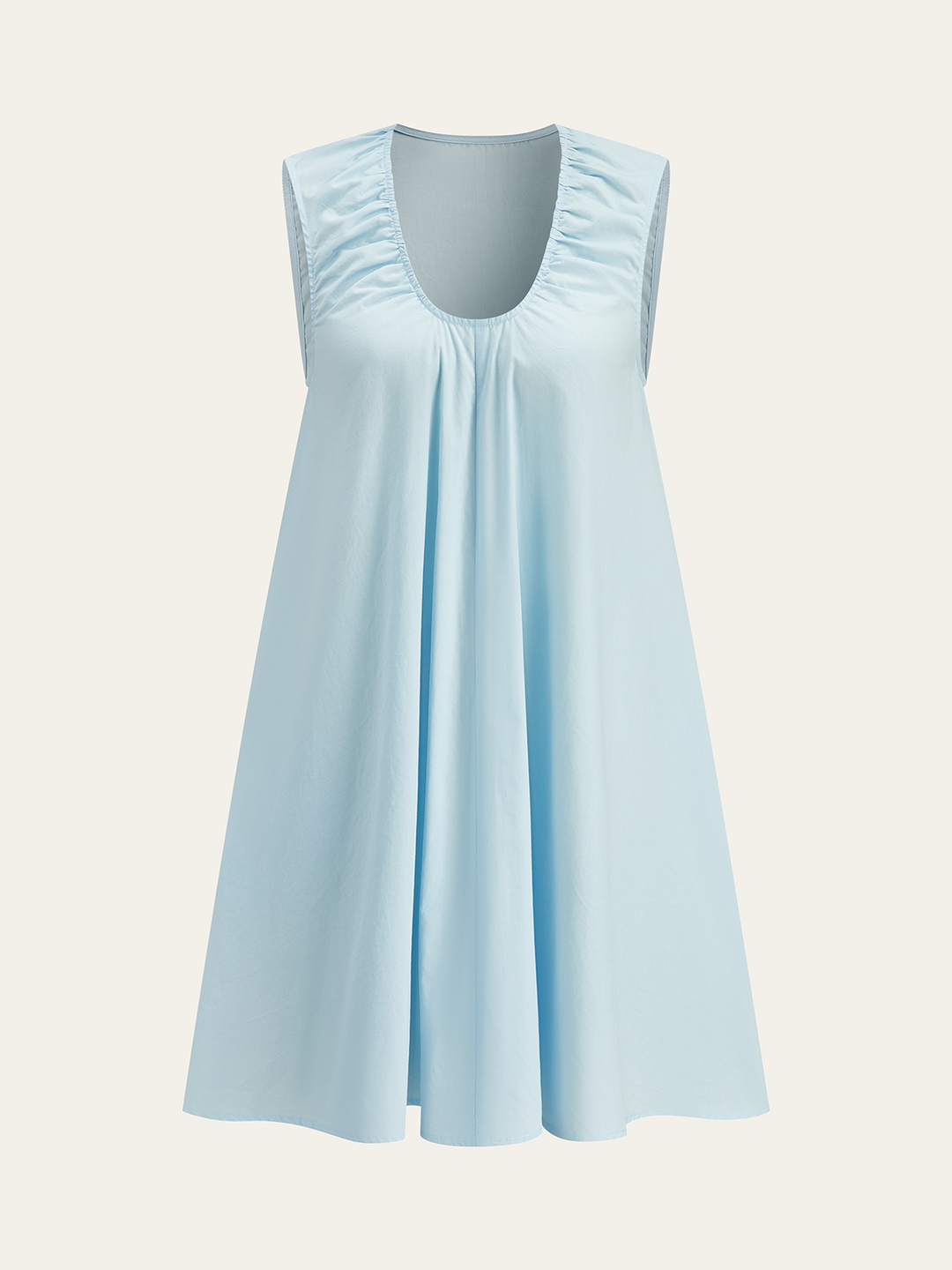 Baumwollkleid mit gerafftem Halsausschnitt