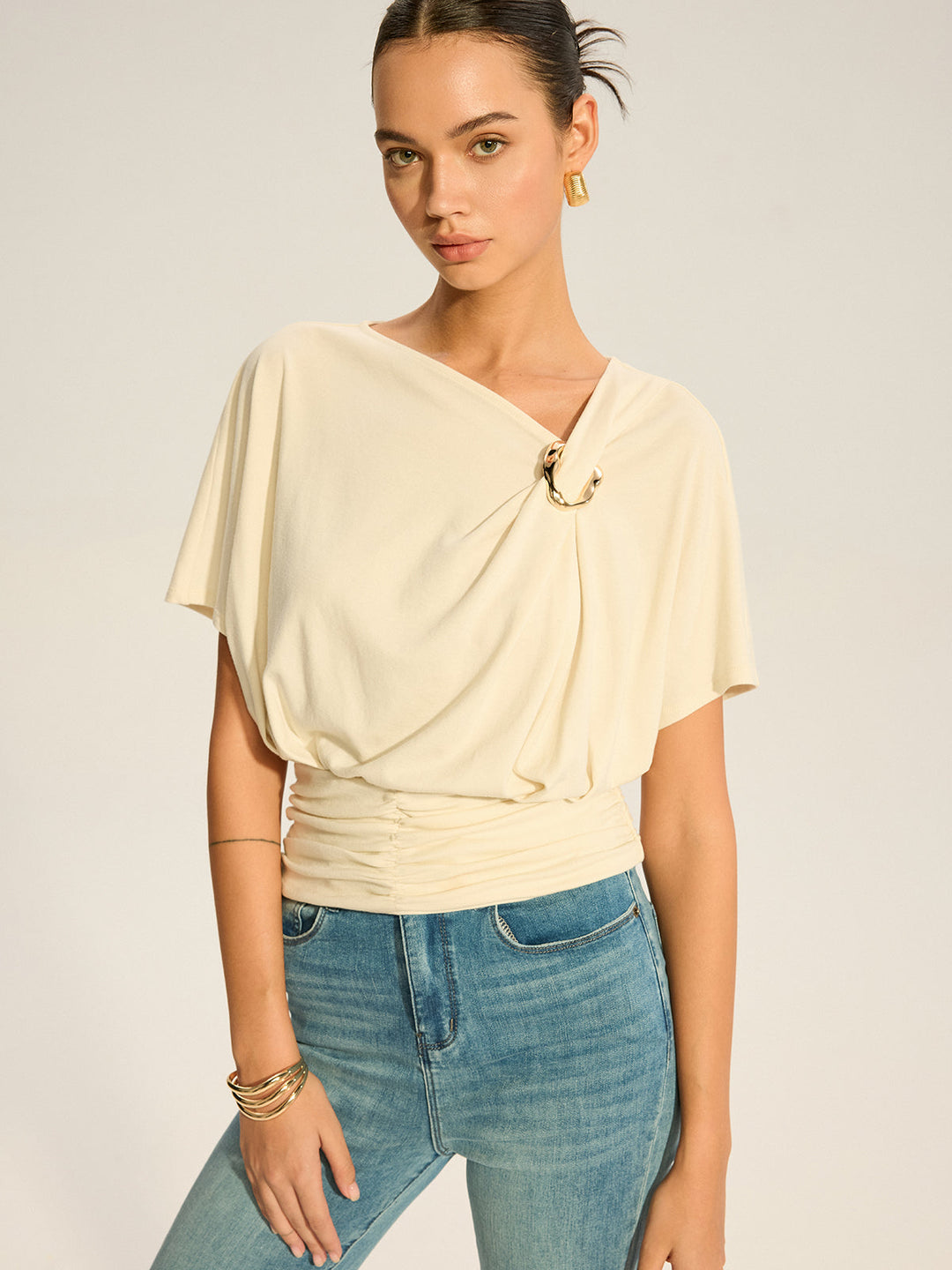 Asymmetrisches Drapierte Oberteil mit Ringdetail