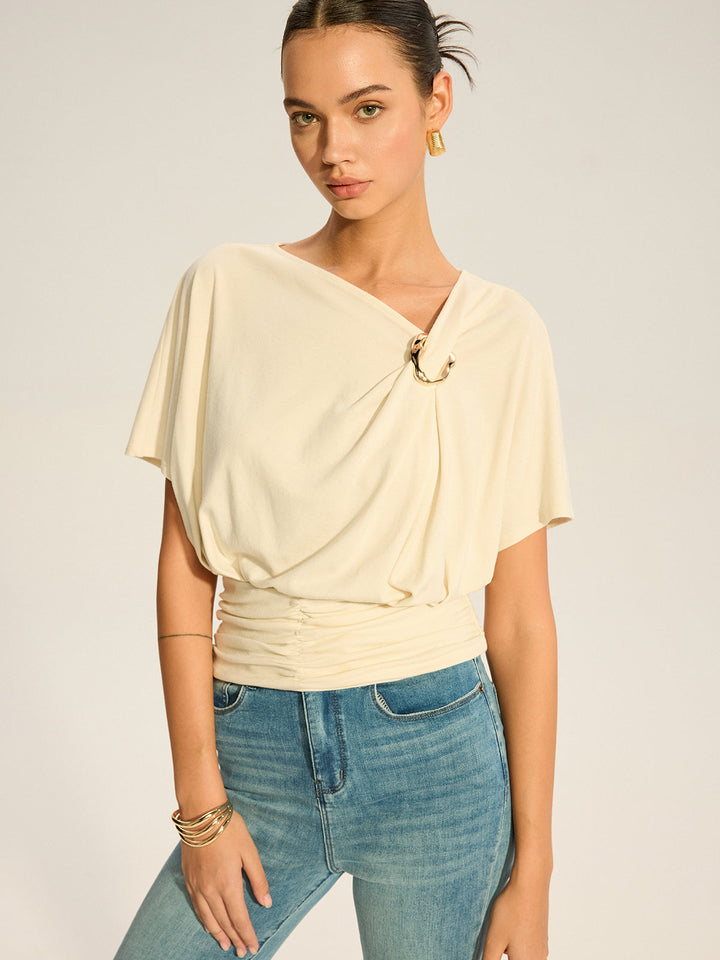 Asymmetrisches Drapierte Oberteil mit Ringdetail