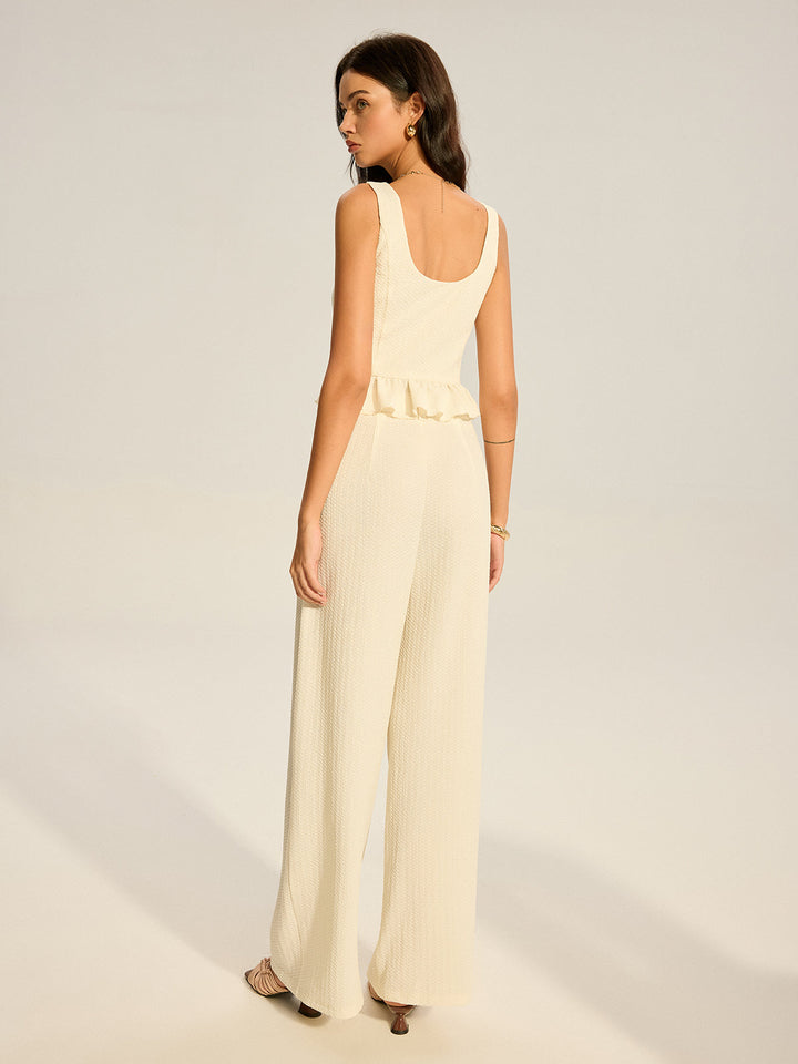 Gefaskelltes Wickelkleid mit weitem Bein Set