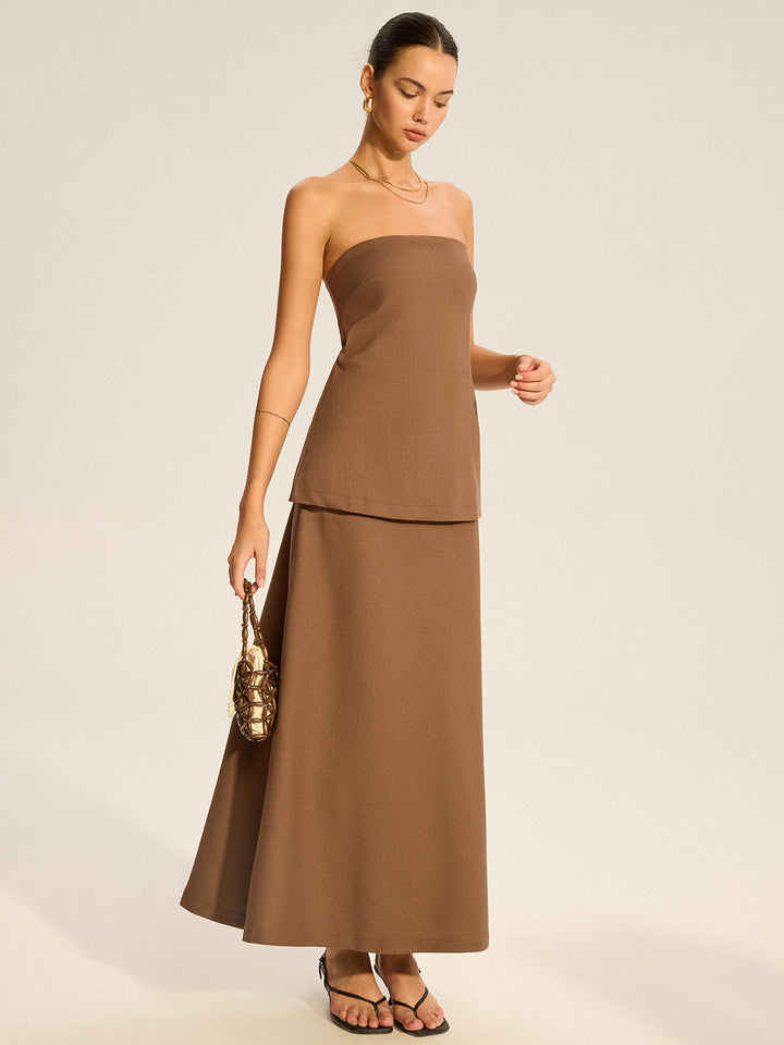 Trägerloses Maxikleid mit Lagenlook