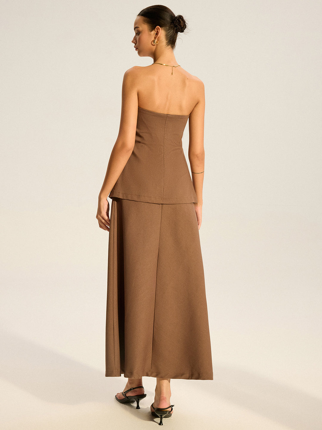 Trägerloses Maxikleid mit Lagenlook