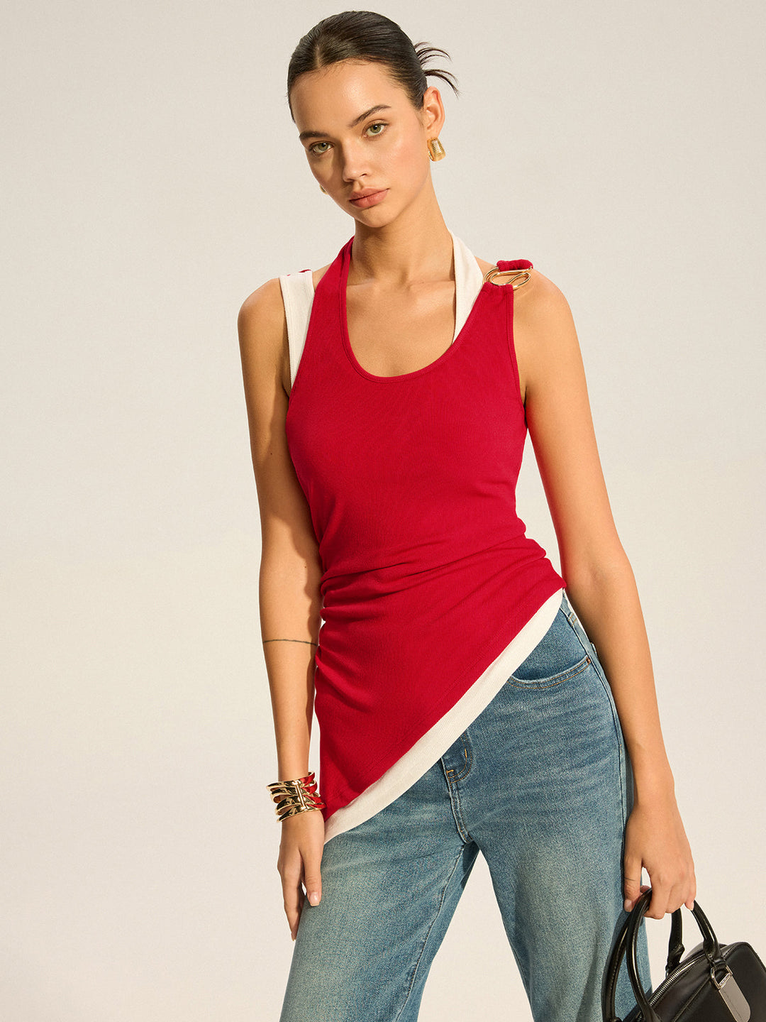 Asymmetrisch Lagen-Neckholder-Oberteil