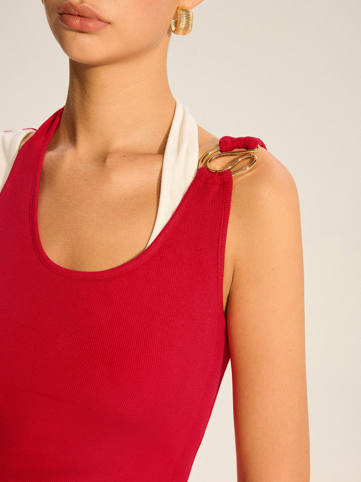 Asymmetrisch Lagen-Neckholder-Oberteil