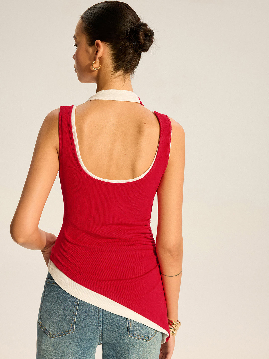 Asymmetrisch Lagen-Neckholder-Oberteil