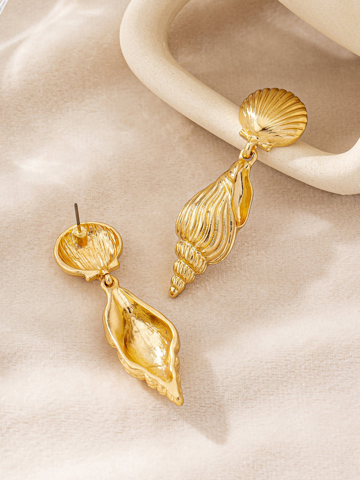 Gold Muschel- und Conch-förmige Hängeohrringe