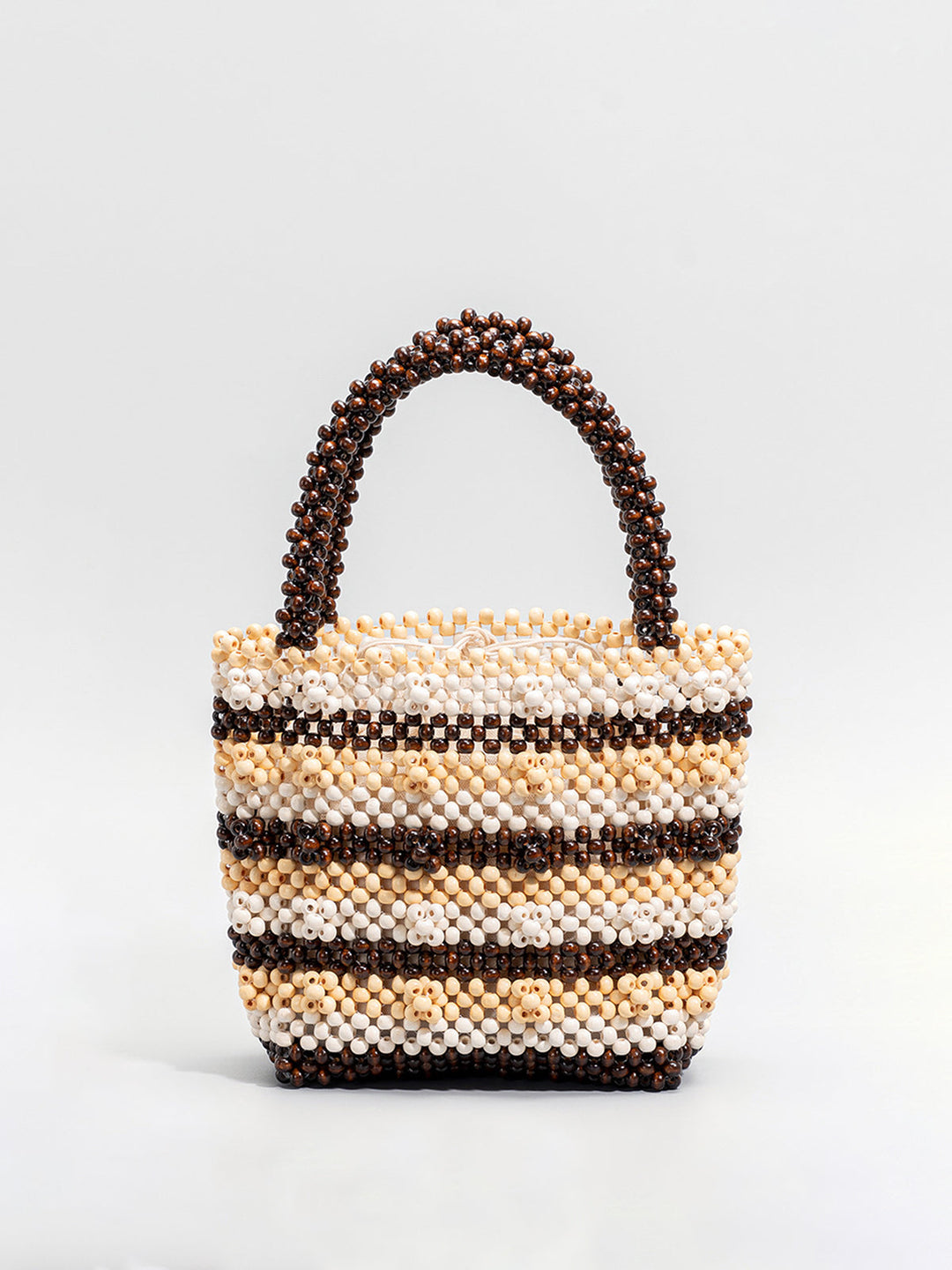 Gestreifte Holzperlen-Tasche