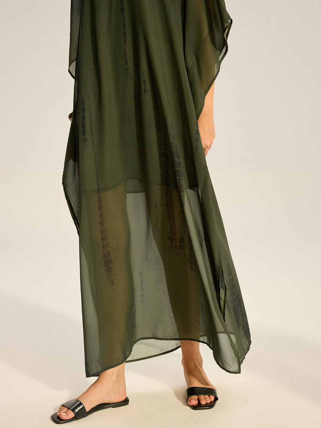 Sheer Chiffon V-Ausschnitt Maxikleid