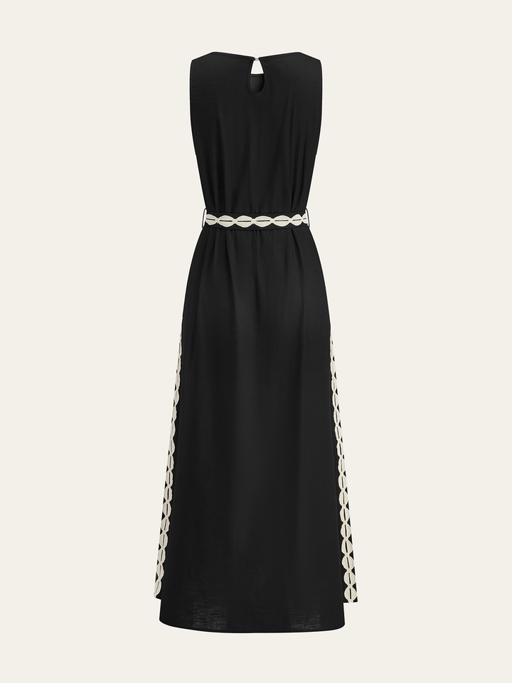 Kontrastbesetztes Maxikleid
