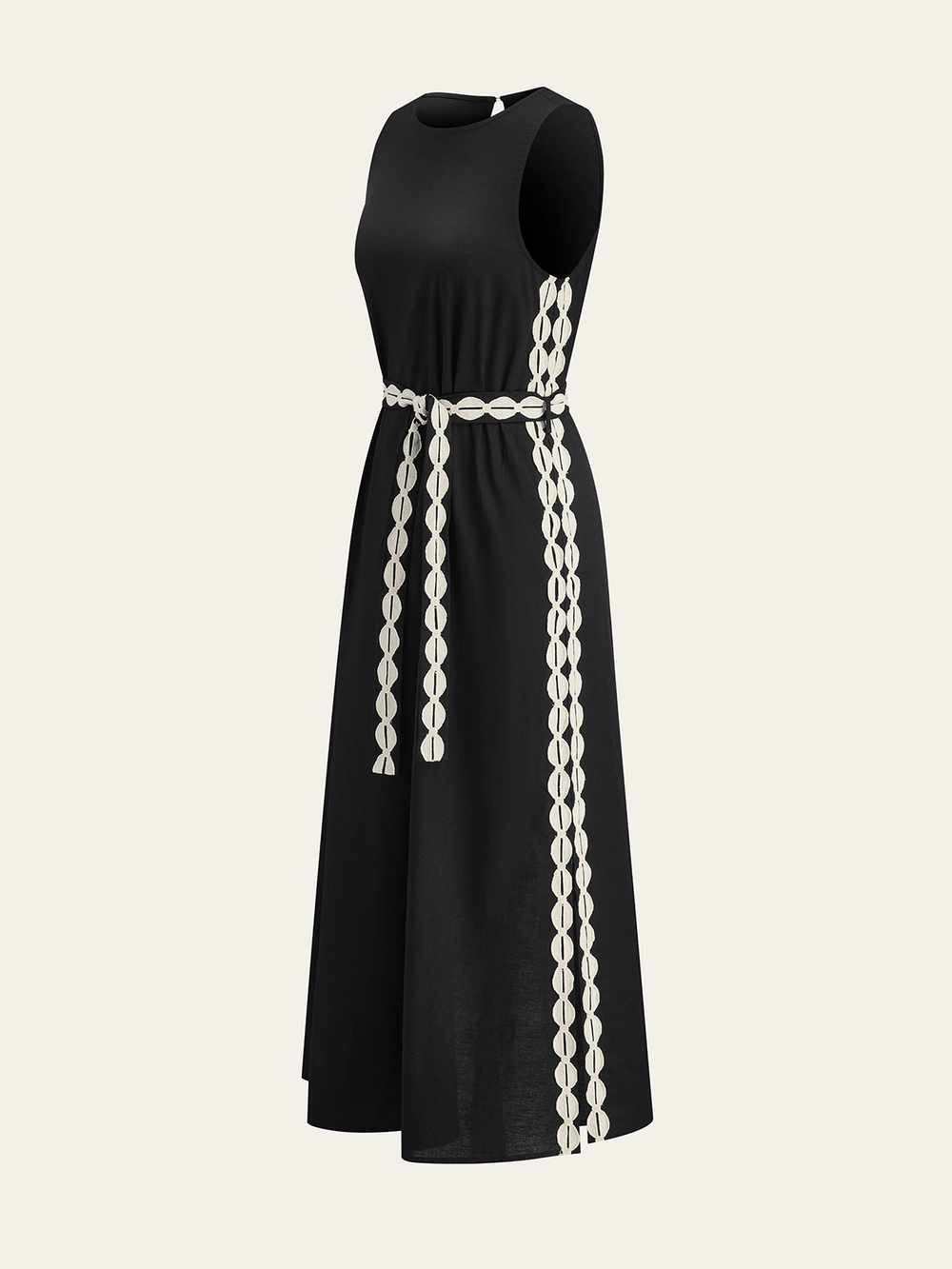 Kontrastbesetztes Maxikleid