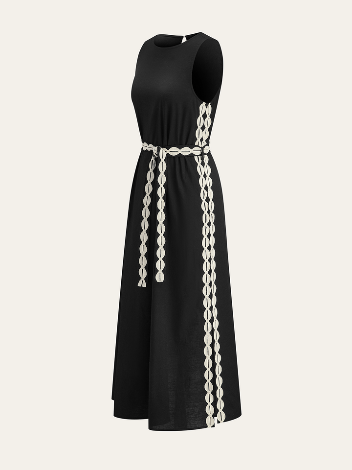Kontrastbesetztes Maxikleid