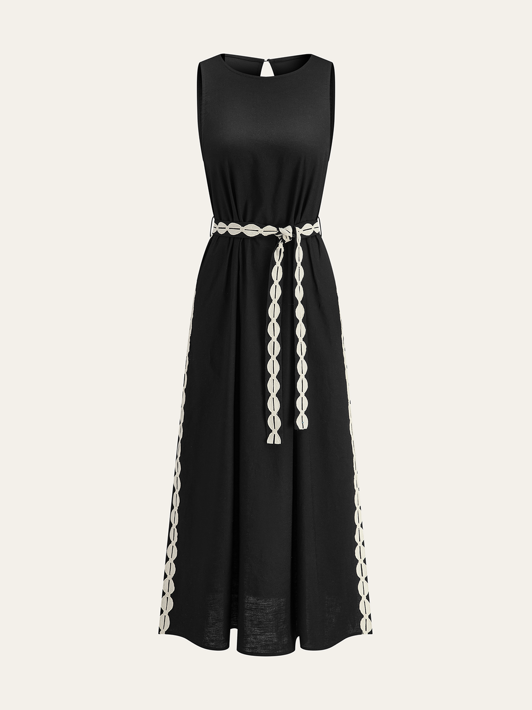 Kontrastbesetztes Maxikleid