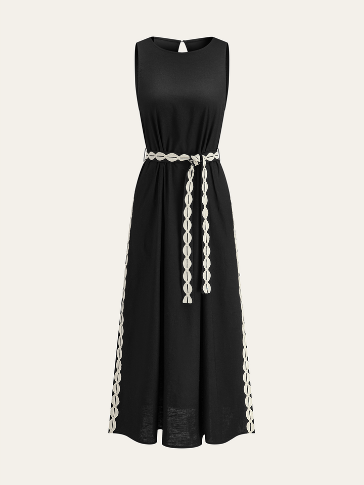 Kontrastbesetztes Maxikleid