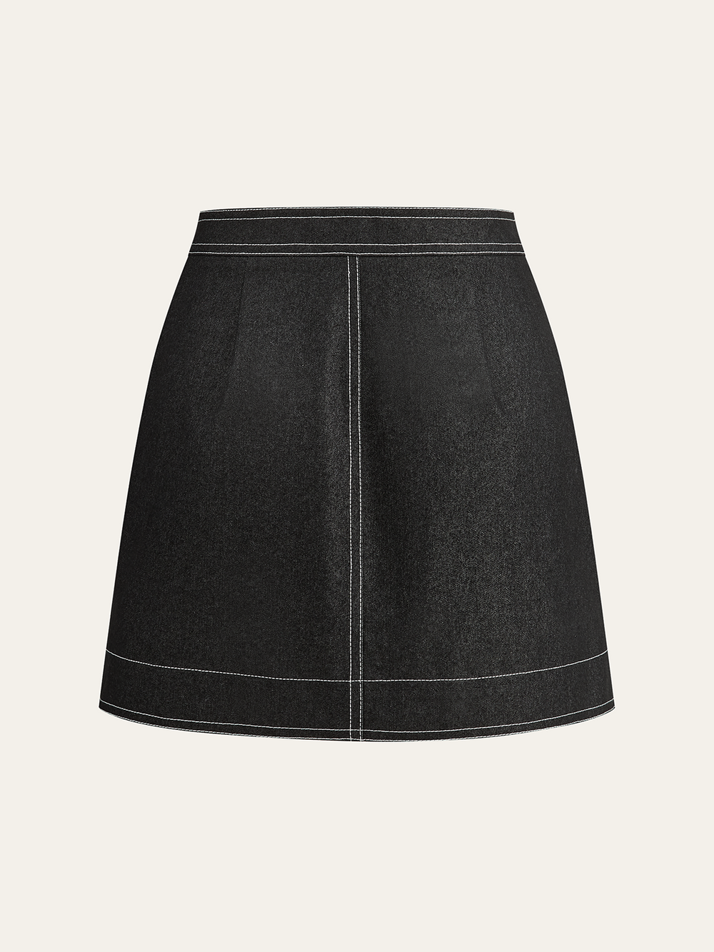 Asymmetrischer Minirock mit Knopfleiste und Taschen