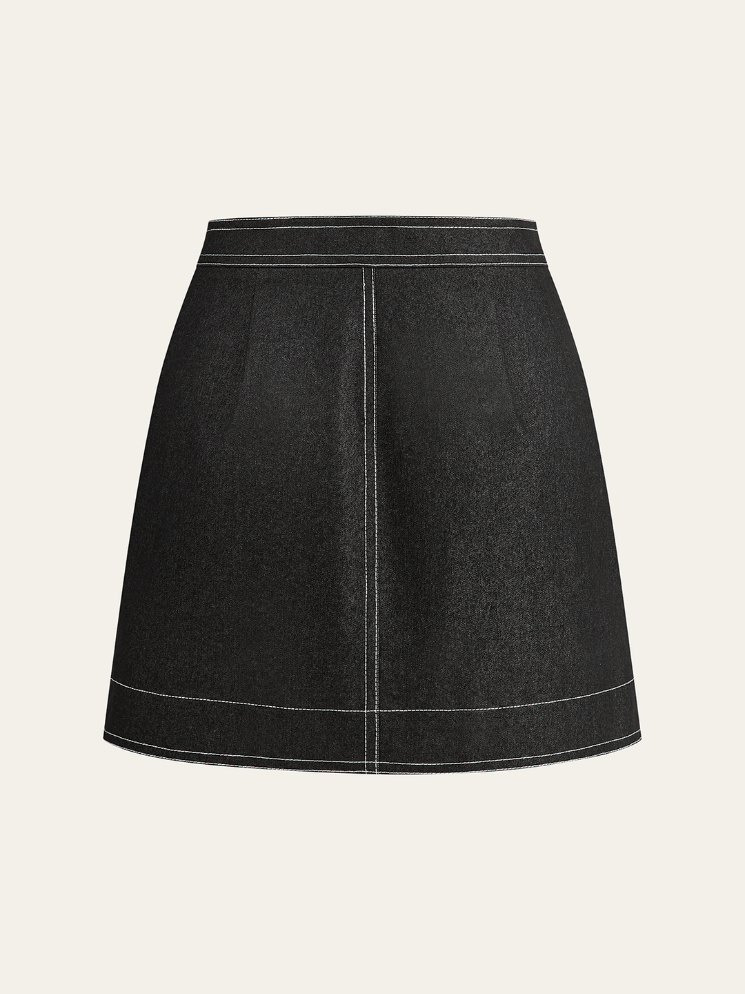 Asymmetrischer Minirock mit Knopfleiste und Taschen
