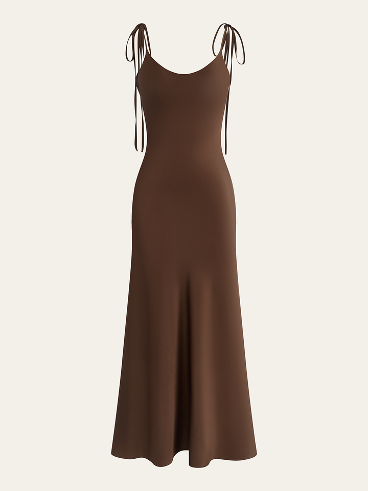 Satin-Maxikleid mit Schleifenverschluss im Rücken