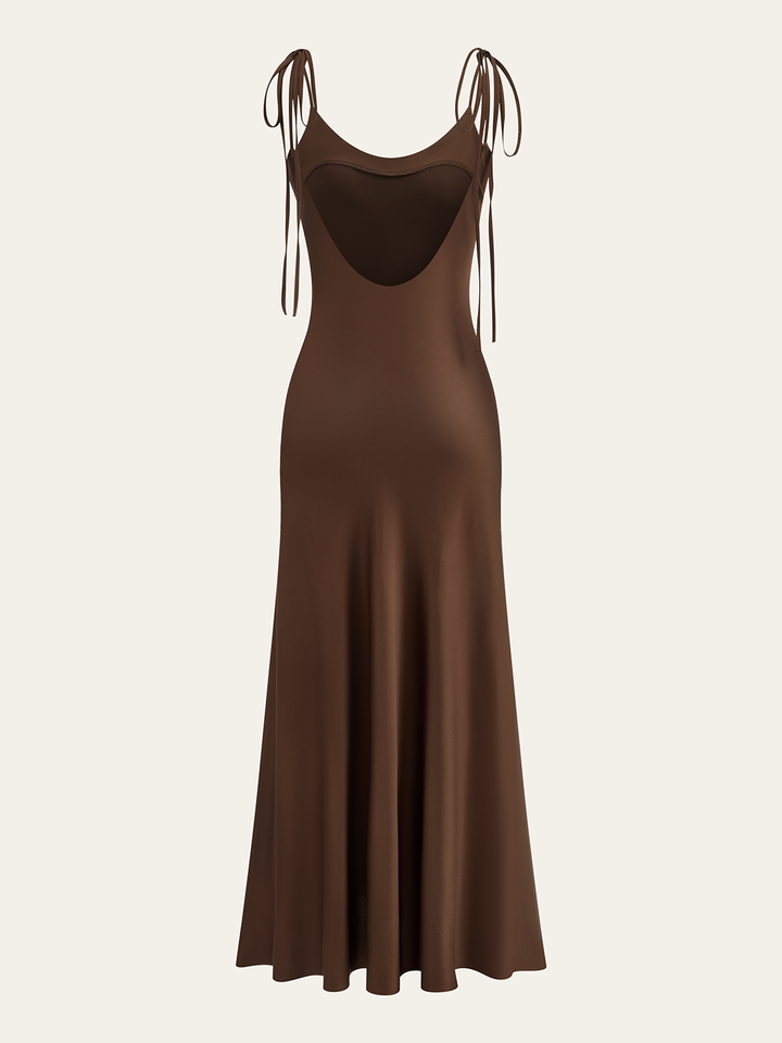 Satin-Maxikleid mit Schleifenverschluss im Rücken