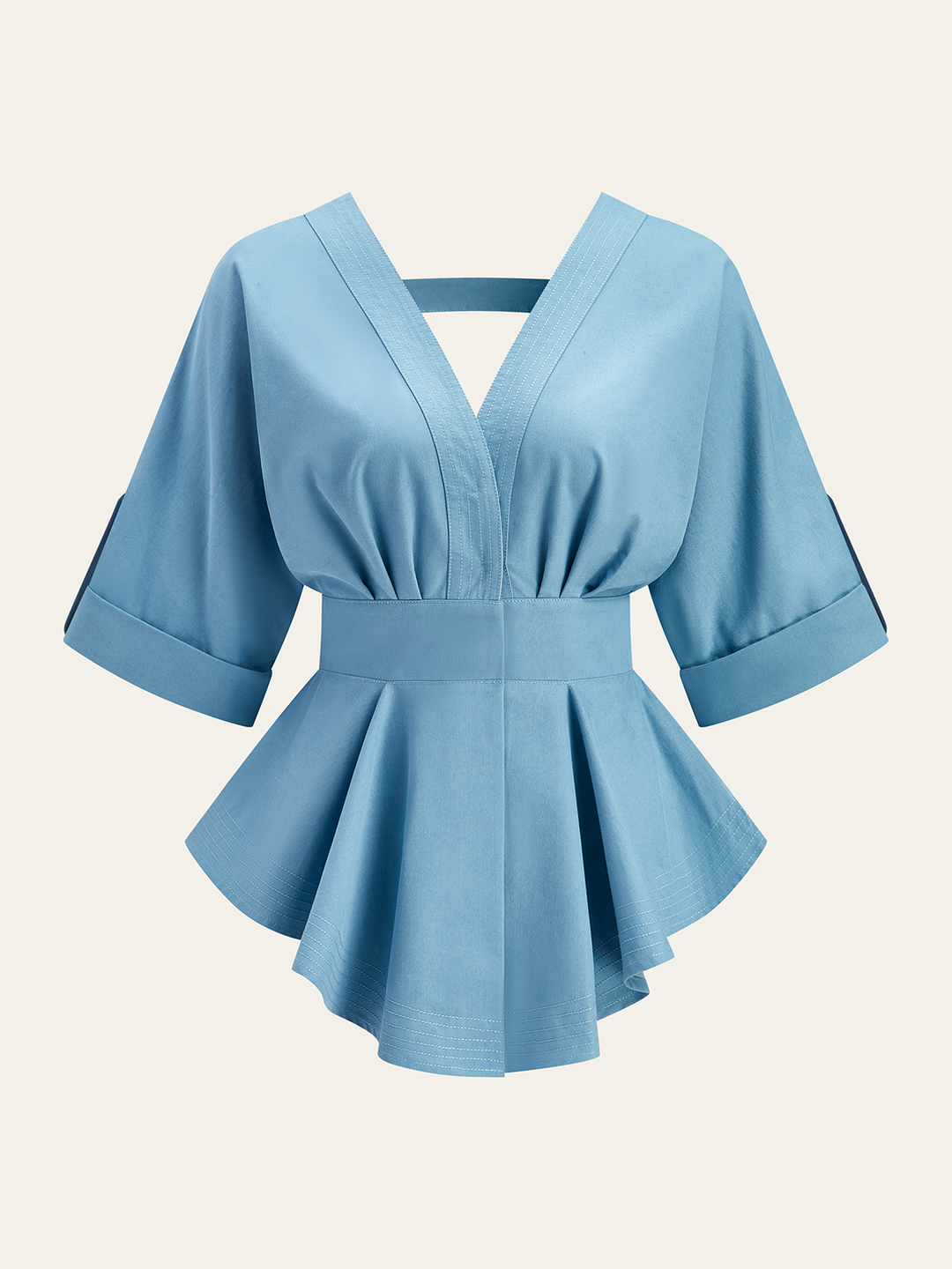 V-Ausschnitt-Peplum-Bluse