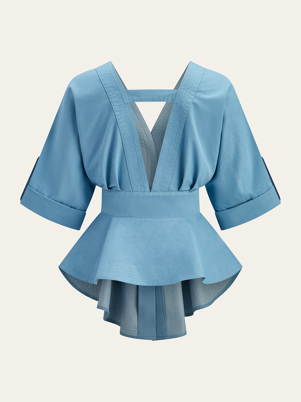 V-Ausschnitt-Peplum-Bluse