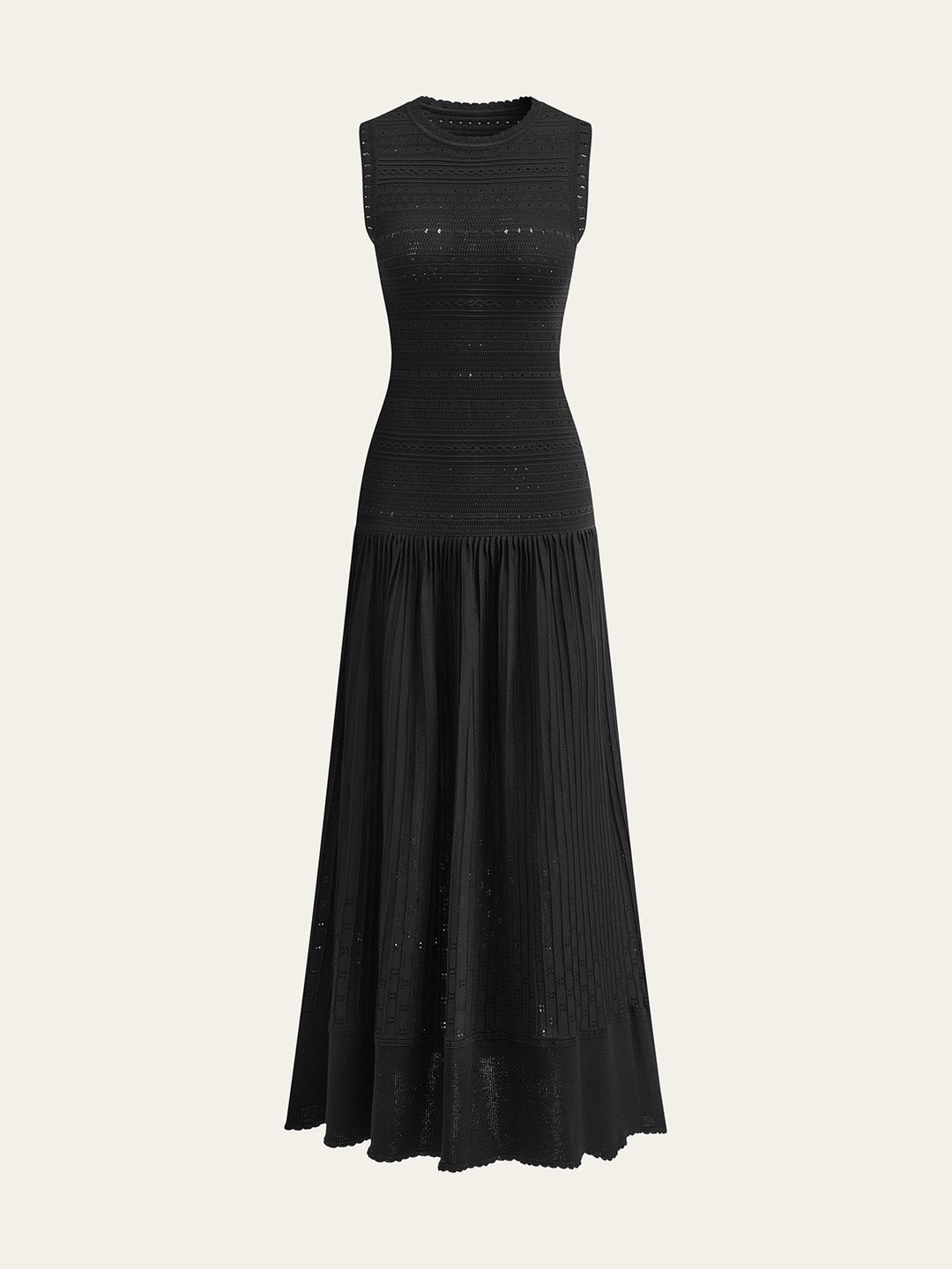 Mehrfarbig gestricktes Faltenkleid aus Wolle