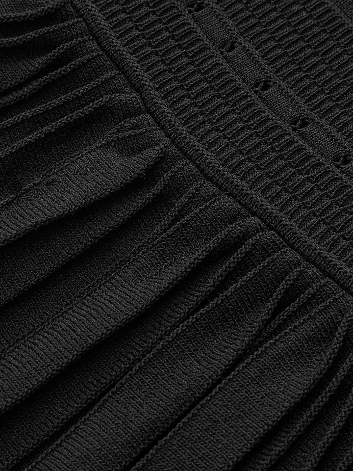 Mehrfarbig gestricktes Faltenkleid aus Wolle