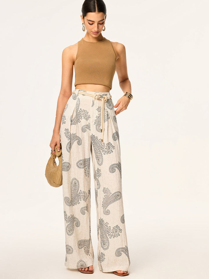 Boho Print Schlaghose ohne Gürtel