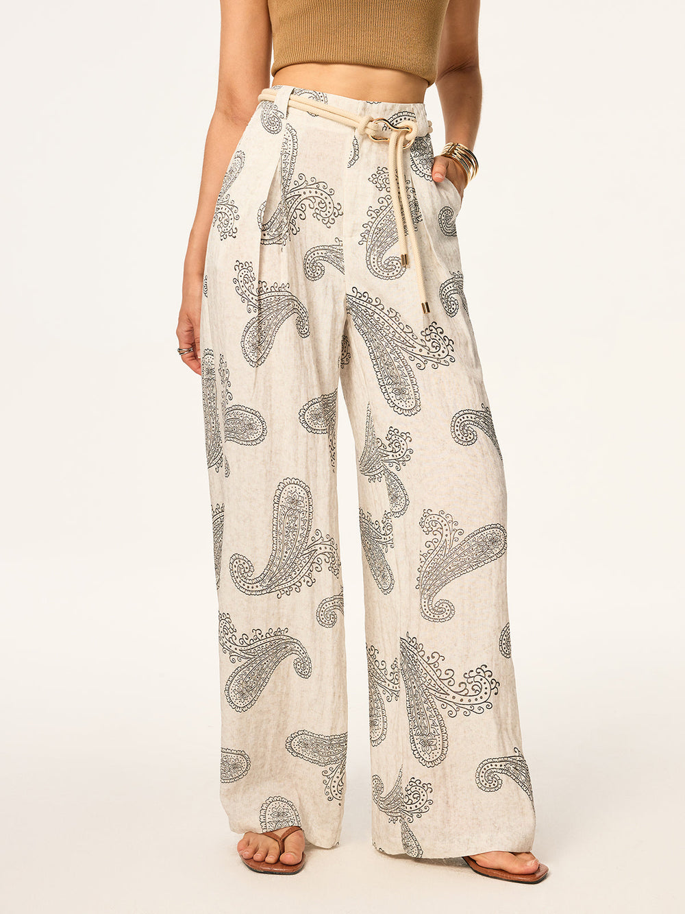 Boho Print Schlaghose ohne Gürtel
