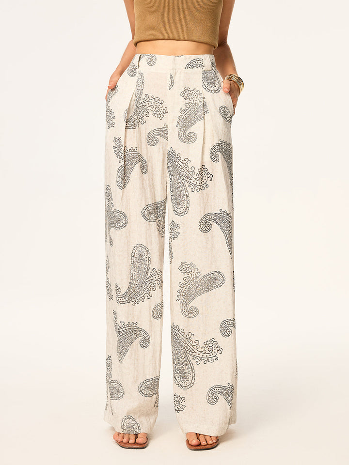Boho Print Schlaghose ohne Gürtel