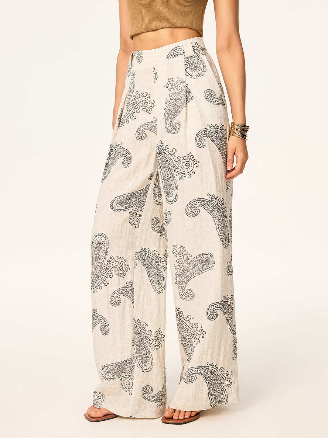 Boho Print Schlaghose ohne Gürtel