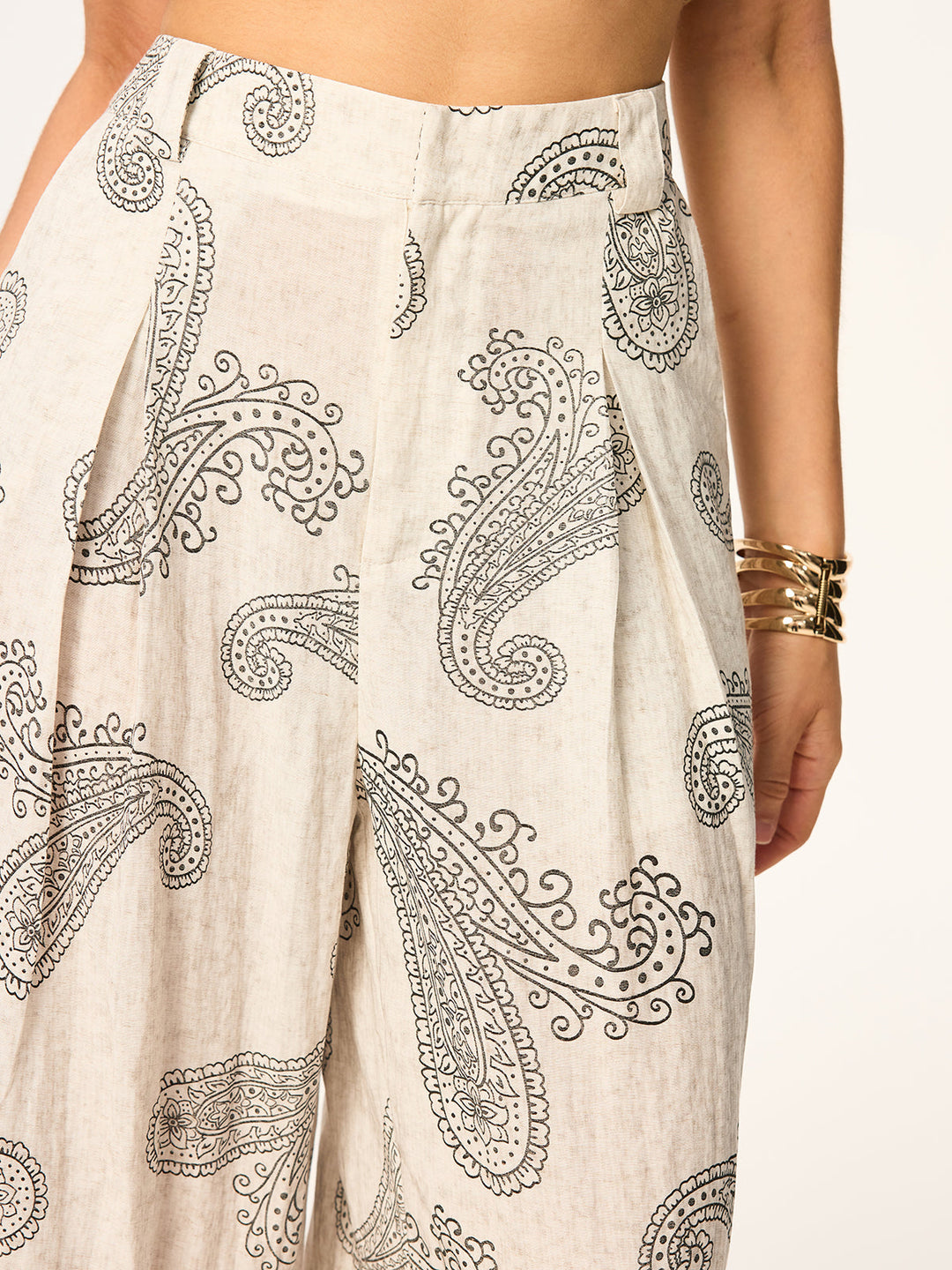 Boho Print Schlaghose ohne Gürtel