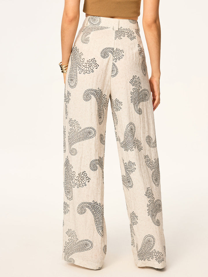 Boho Print Schlaghose ohne Gürtel