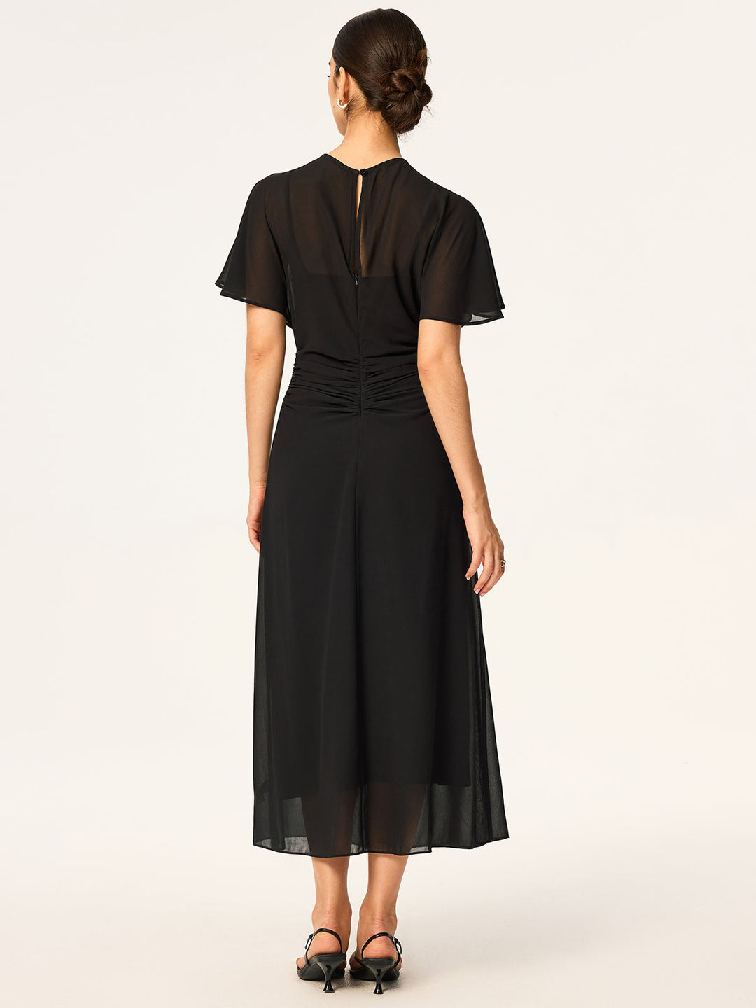 Sheer Chiffon Midi Kleid mit Futter-Unterkleid Zweiteiler