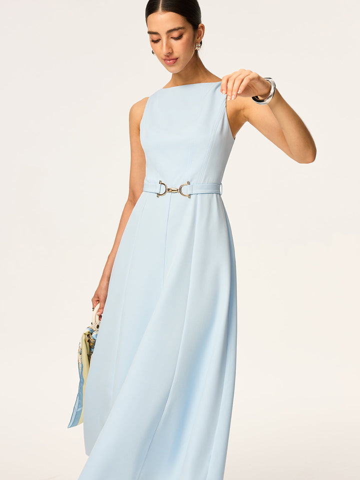 Gürtelkleid ärmellos Midi