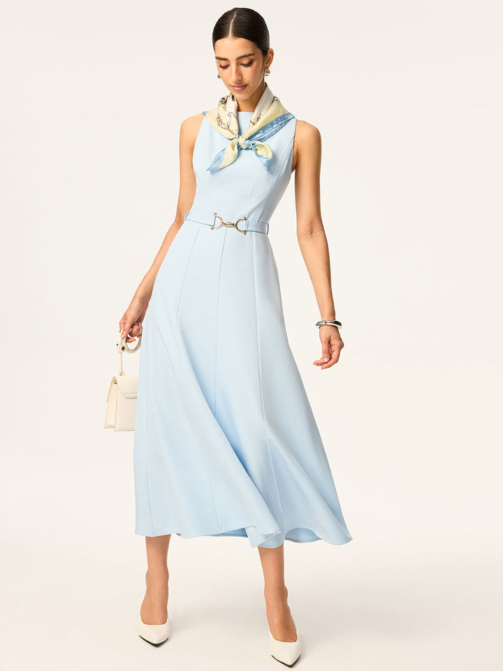 Gürtelkleid ärmellos Midi