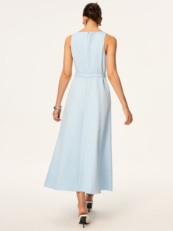Gürtelkleid ärmellos Midi